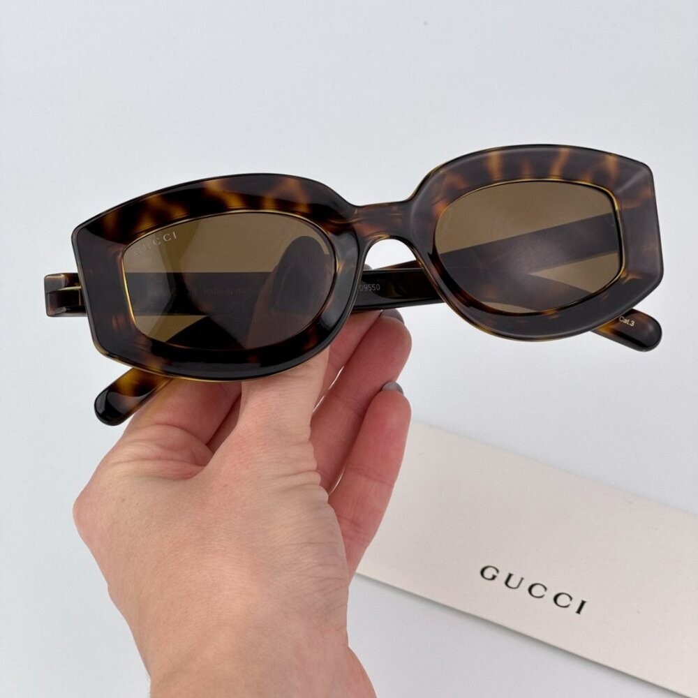 Gucci GG1719S 002 BRAND NEW Sunglasses Light Havana Brown Women Square